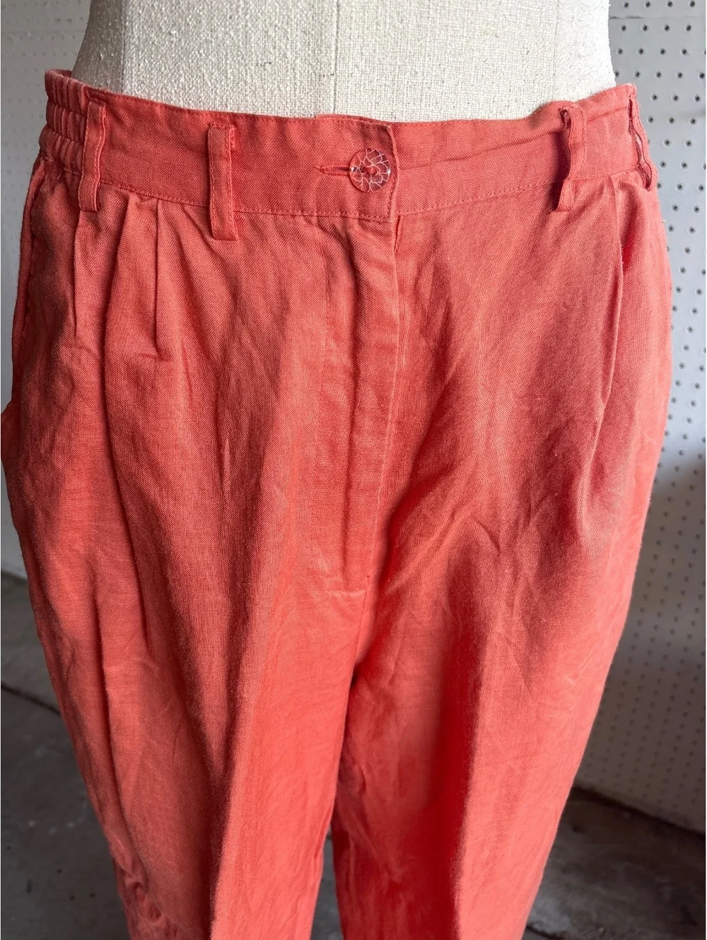 Vintage Donnavinci Women's Coral Linen Blend Pants Size 10
